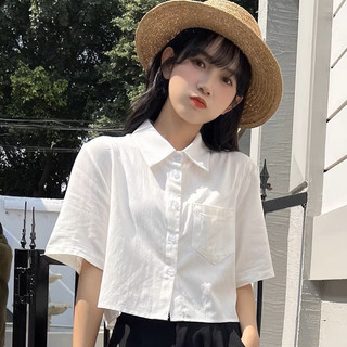 [Ảnh thật/Video] Áo sơ mi croptop túi trước from rộng Basic