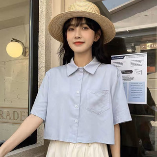 [Ảnh thật/Video] Áo sơ mi croptop túi trước from rộng Basic