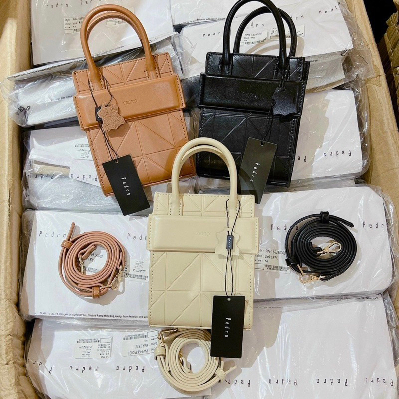 Túi Quai Xách & Đeo Chéo Ped Form Đứng Hoạ Tiết Caro Chéo Mẫu Mới 2023 Size 17