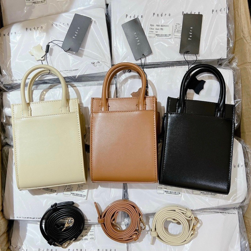 Túi Quai Xách & Đeo Chéo Ped Form Đứng Hoạ Tiết Caro Chéo Mẫu Mới 2023 Size 17