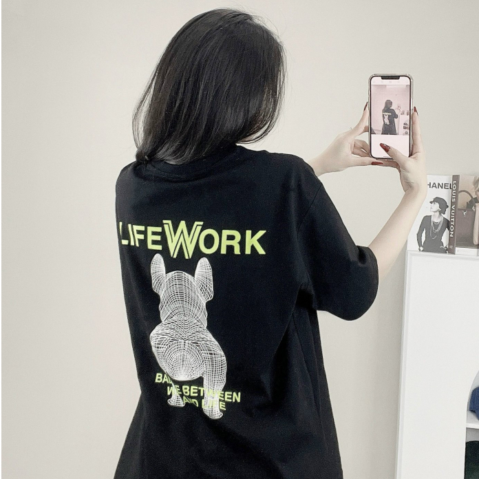 Áo phông nam nữ LIFE WORK nhiều màu 100% cotton hàng xuất dư cao cấp phong cách Hàn Quốc