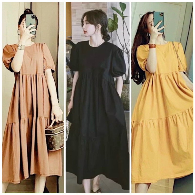 Đầm suông tầng basic 3 màu (kèm hình thật)