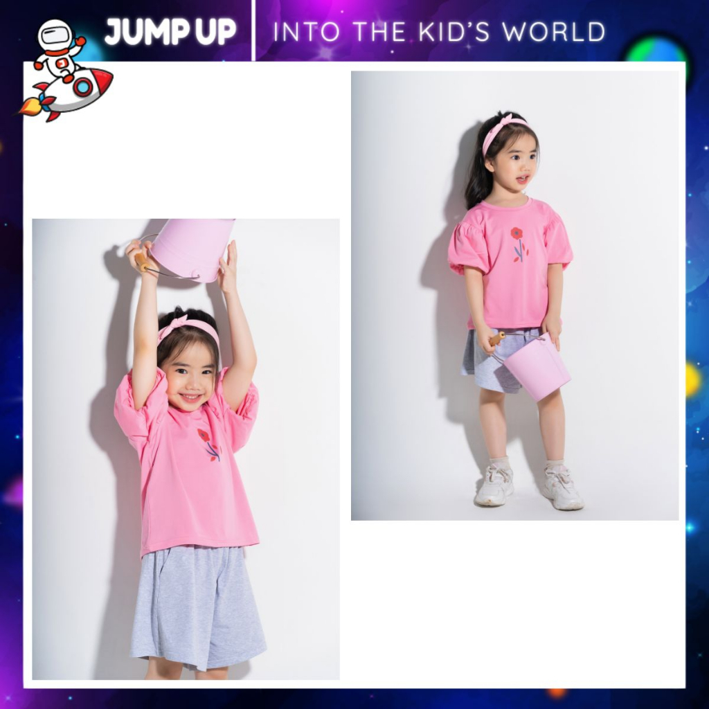 Sét bộ Áo Phông, Áo Thun Bé Gái Tay Bồng Chất Liệu Cotton Cao Cấp size từ 11-30kg - Jump Up