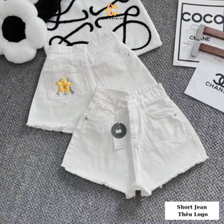 Quần đùi Nữ Short Jean Thêu logo túi Tua Rua Cạp Cao Siêu Hack dáng Cho Nữ