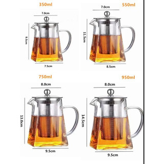 Ấm pha trà thủy tinh chịu nhiệt Zeno ATT04 hình trụ 350ml-550ml-750ml-950ml