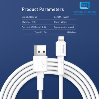 Cáp Sạc Nhanh Siêu Bền Baseus Mini White Dùng Cho Smartphone, Tablet (Quick Charging & Sync Data TPE Cable)
