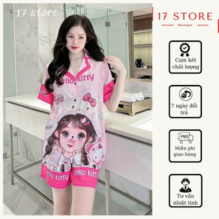 Bộ đồ ngủ pijama lụa xước ánh kim cao cấp áo ngắn - quần đùi nhiều mẫu