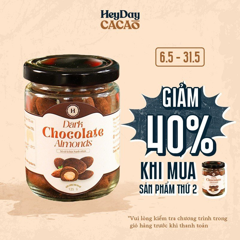 Sô cô la bọc hạnh nhân Heyday - Vị chocolate thơm nồng cùng hạnh nhân giòn thơm - Hủ 125g - Heyday Cacao