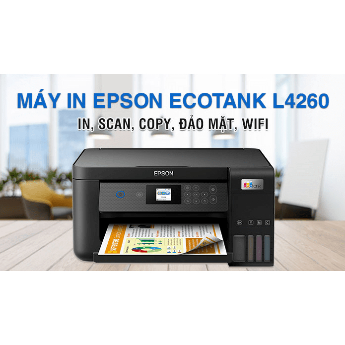 Máy in Wifi đa năng khổ A4 Epson L4260 in màu ,Scan, Copy, đảo mặt tự động