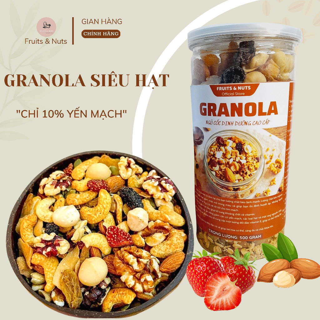 Granola Siêu Hạt Chỉ 10% Yến Mạch, Hạt Ngũ Cốc Ăn Kiêng Có Thêm Hạt MACCA, Dành Cho Mẹ Tốt Cho Con