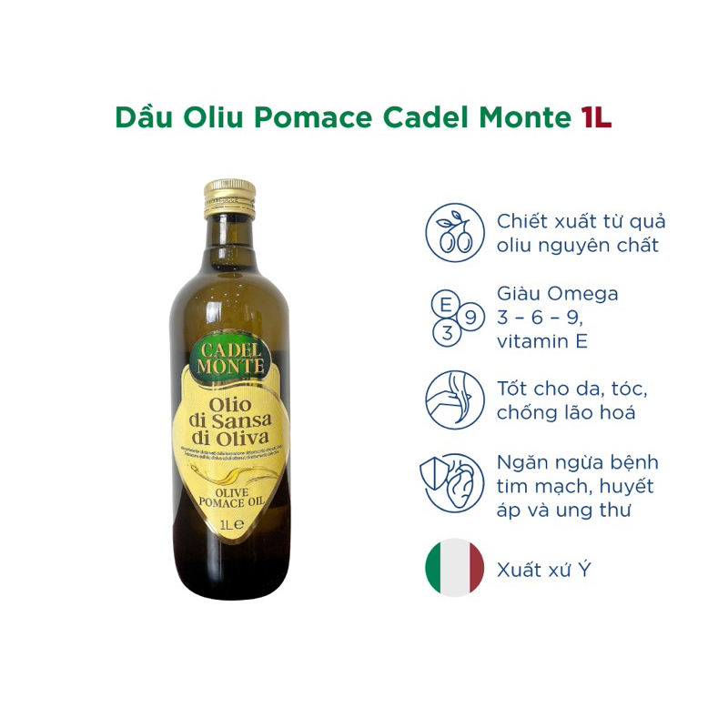 DẦU OLIU CADEL MONTE CHAI 1L/ DẦU OLIVE CADEL MONTE/ OLIVE POMACE OIL/ DẦU Ô LIU