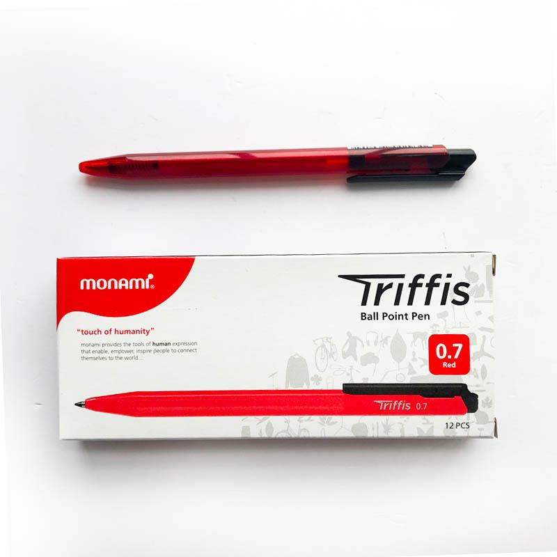 Bút Bi Dầu Monami Triffis, Mực Đều, Nét Đẹp, Ngòi 0.7mm - 1 chiếc ( đỏ)
