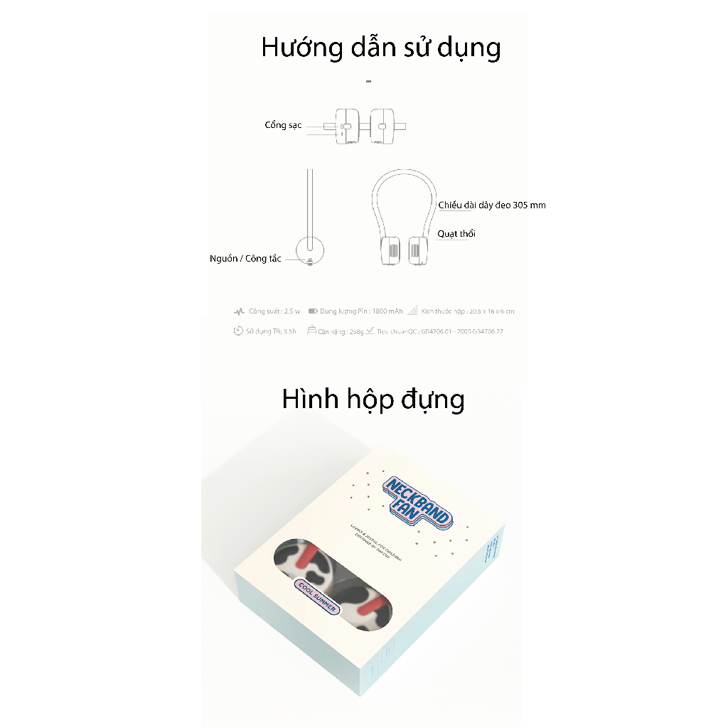 Quạt đeo cổ cho trẻ em Zoy Zoii - 3 cấp độ làm mát - Dung lượng pin lớn 1800mAh - Cổng sạc Type C - Bảo hành 1 năm