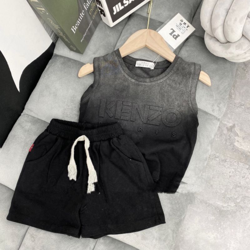 Bộ  cotton jean loang sát nách xịn đẹp chất chơi bé trai