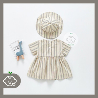 Set váy xoè kẻ kèm mũ cho bé gái