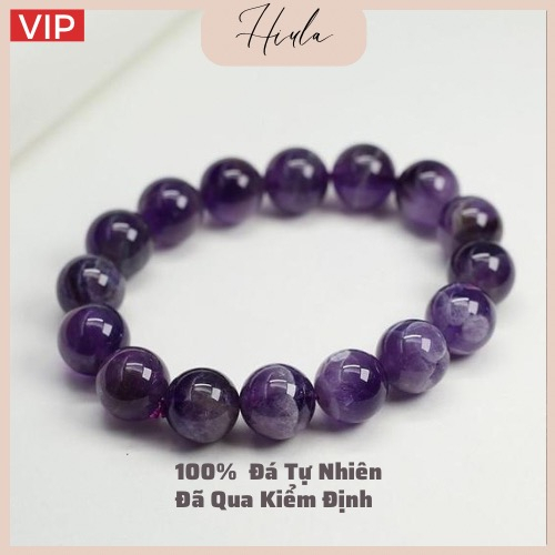 Vòng đeo tay chuỗi hạt đá thạch anh Tím thiết kế co giãn có thể điều chỉnh dành cho nam và nữ