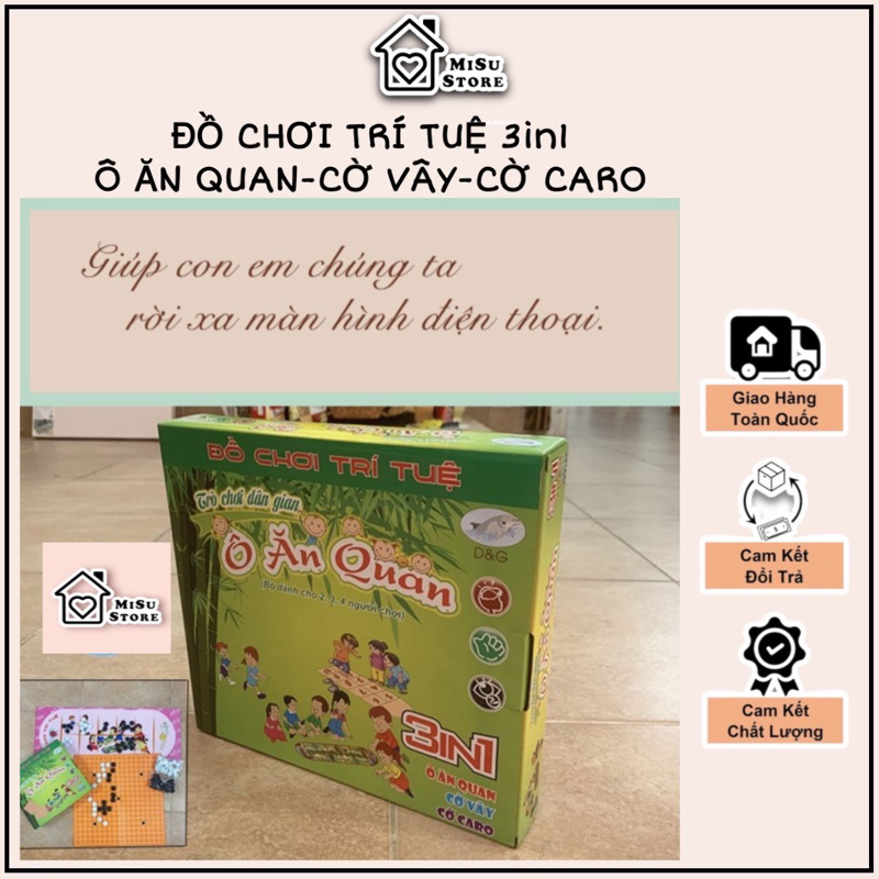 Đồ Chơi Trí Tuệ 3 in 1 - Ô Ăn Quan - Cờ Vây - Cờ Caro - Trò Chơi Dân Gian