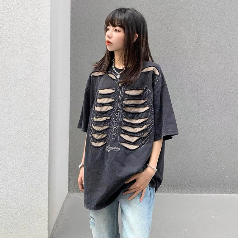Áo thun xương rách Vancarhell - Broken Bones Tshirt - áo thun oversize phong cách hiphop đường phố Juwangorder 9229