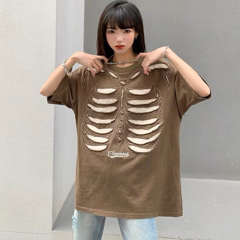 Áo thun xương rách Vancarhell - Broken Bones Tshirt - áo thun oversize phong cách hiphop đường phố Juwangorder 9229