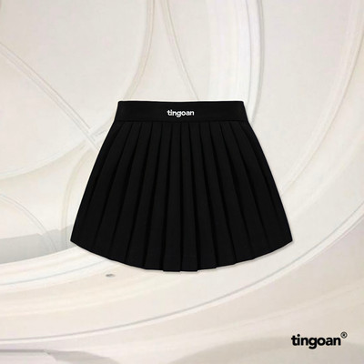 TINGOAN® - Chân váy cạp cao thêu chữ xếp ly lượn gấu đen FORGET MY EX SKIRT/BL PHIÊN BẢN T6.2026