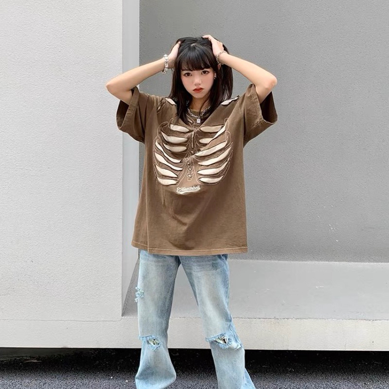 Áo thun xương rách Vancarhell - Broken Bones Tshirt - áo thun oversize phong cách hiphop đường phố Juwangorder 9229