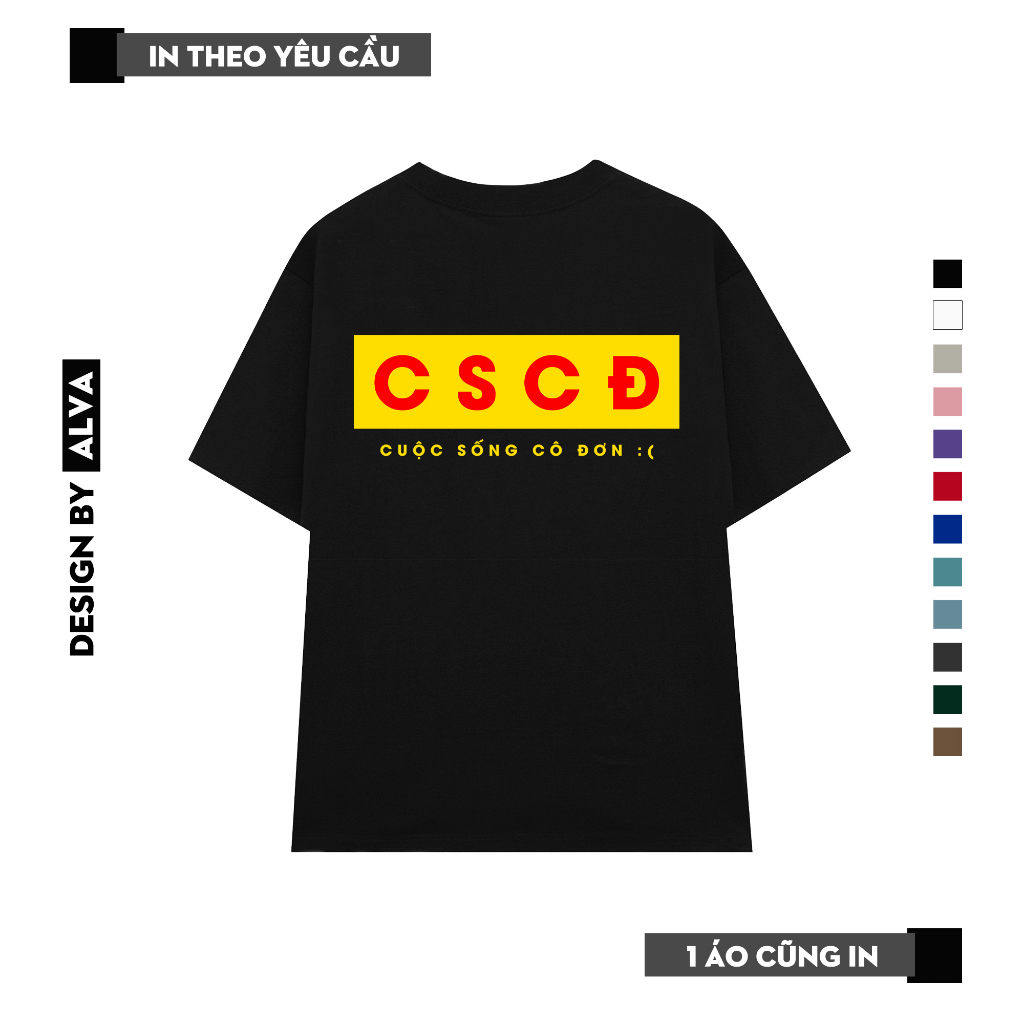 Áo Thun Oversize Tay Lỡ Alva Mẫu Cuộc Sống Cô Đơn 10 Màu Cotton 100%
