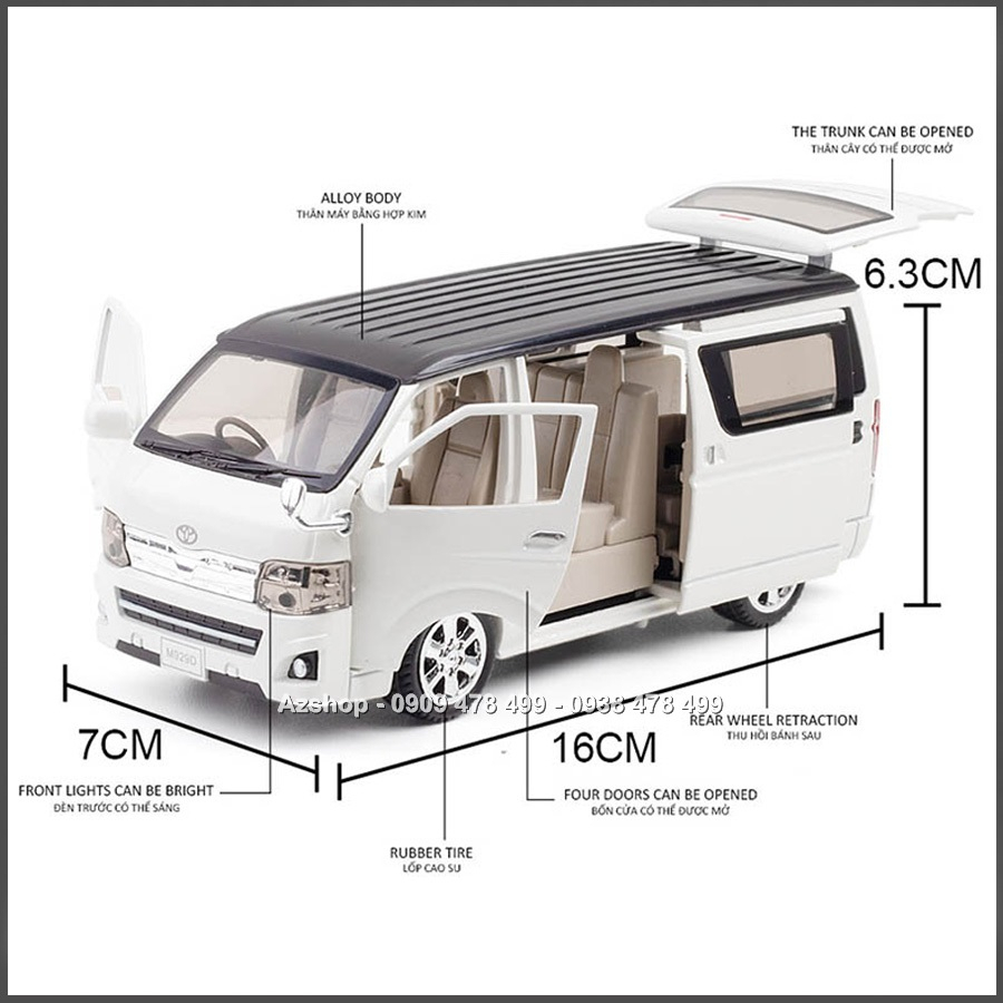 Mô Hình Kim Loại Xe Du Lịch Hiacce Tỉ Lệ 1:32 – Mở 4 Cửa - 9884.3