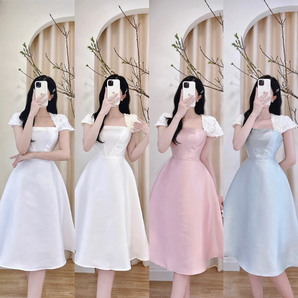 Váy tasta tay hoa nổi