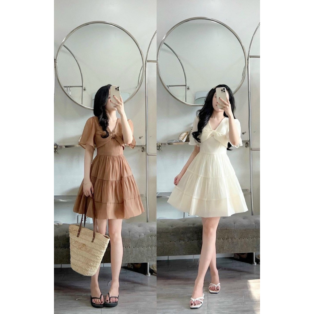 Váy xòe tơ nơ ngực