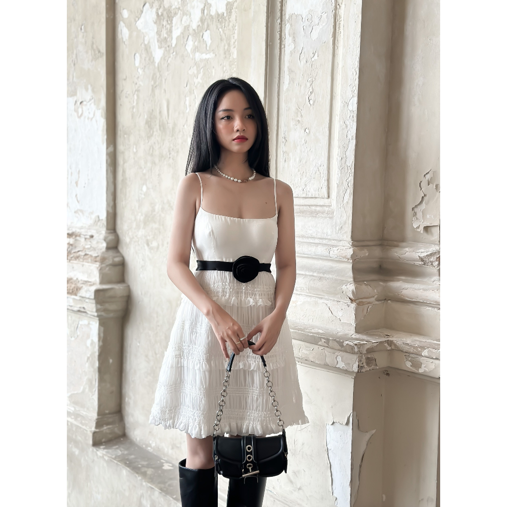 DII COLLECTION - Đầm thiết kế 2 dây ánh nhũ tùng bí cao cấp