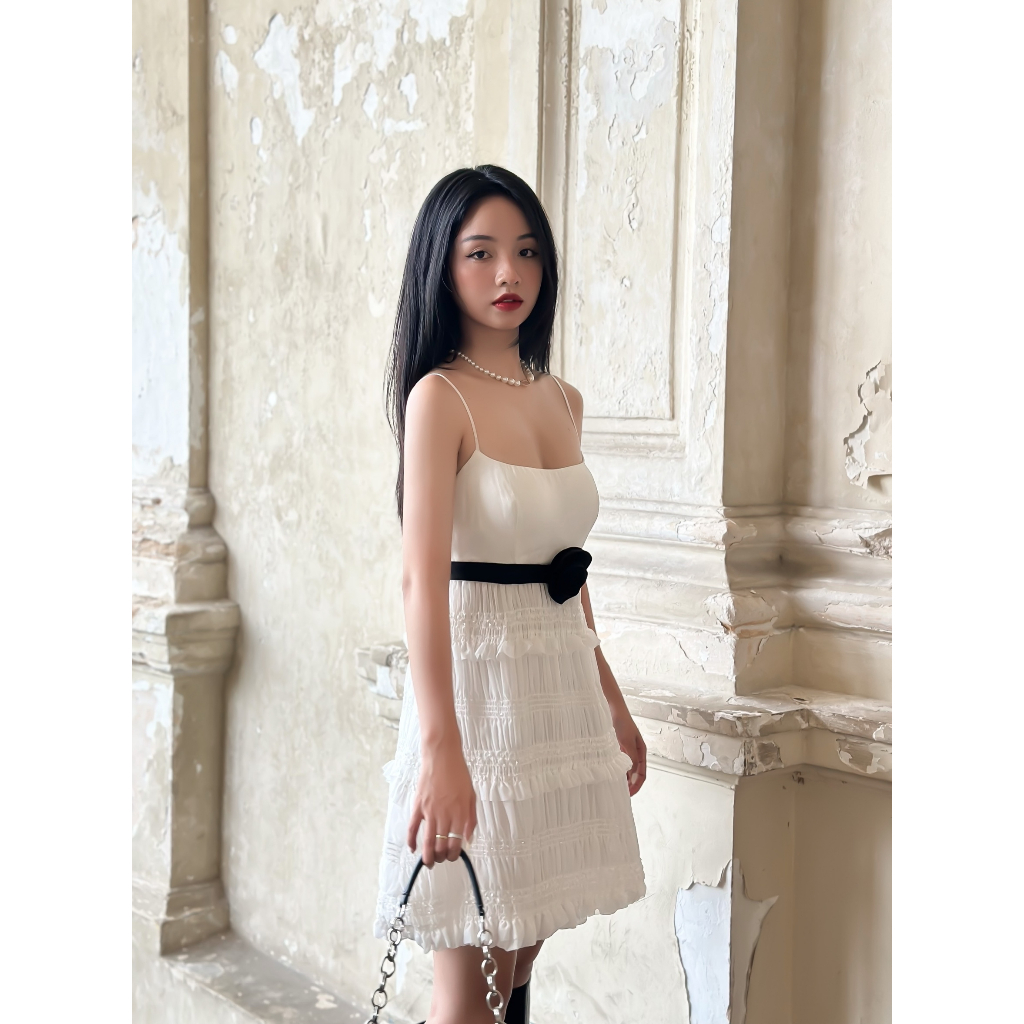 DII COLLECTION - Đầm thiết kế 2 dây ánh nhũ tùng bí cao cấp