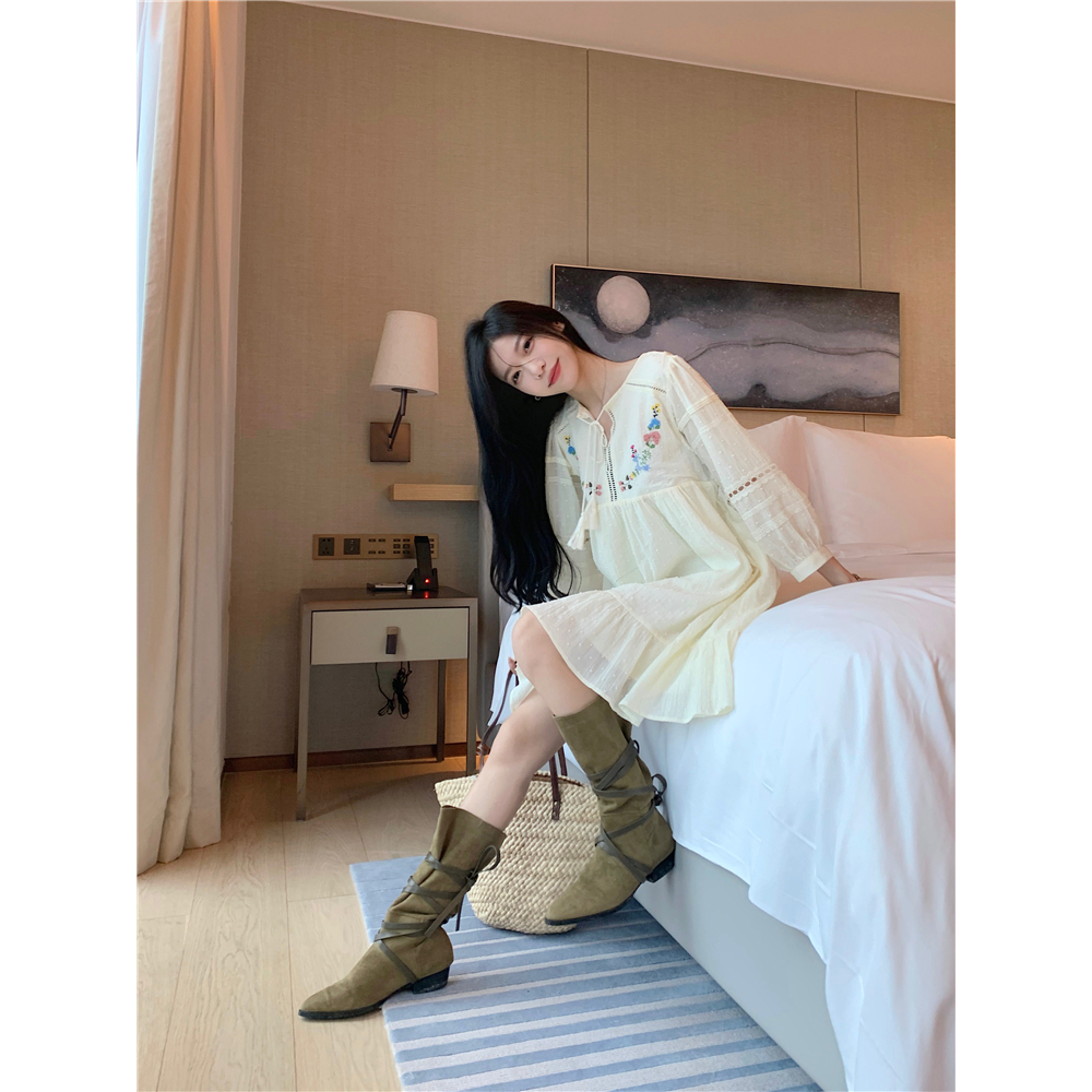 Đầm babydoll nữ màu be tiểu thư
