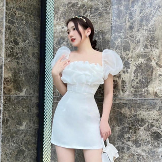Váy nữ thiết kế váy tafta bèo ngực cao cấp xinh xắn đi chơi đi tiệc Minaca V51