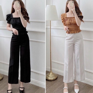 Quần suông ống rộng cạp cao khoá sườn M09