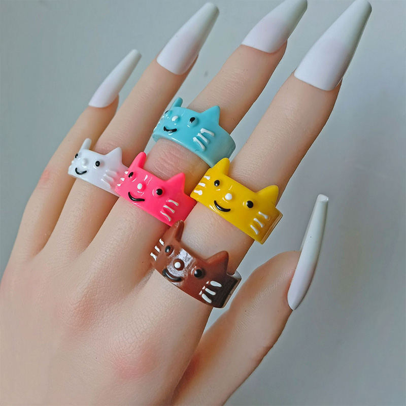 miumiuaNhẫn Bản Rộng Hình Chú Con mèo Sáng Tạo Thời Trang