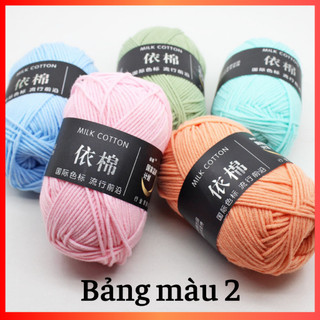 Len Milk Cotton 50G . Milk Mác Đen 50G Full Bảng Màu (Mã 51 đến 86), đan móc váy áo, móc hoa, Len giá rẻ - Nhà Nàng