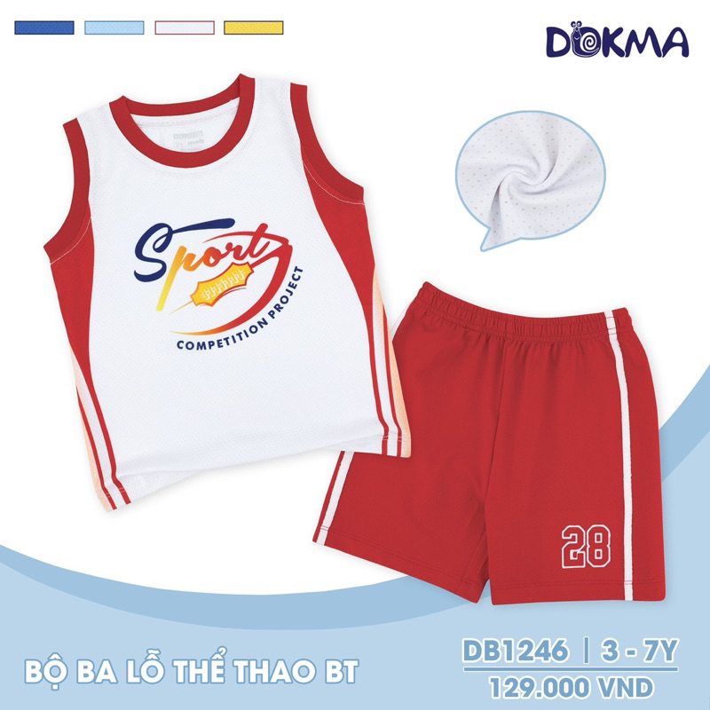 DOKMA - Bộ ba lỗ vải thông hơi mát cho bé 3-7y