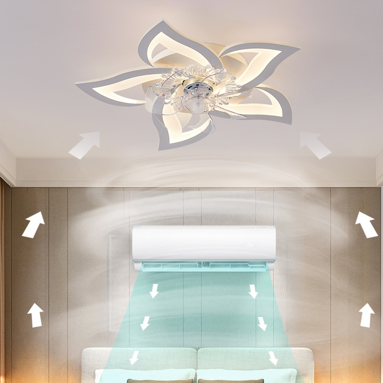 Quạt đảo trần đèn led trang trí phòng khách phòng ngủ dạng mâm SuperVilighting QUATDAOTRAN-DENMAM-D600 có điều khiển