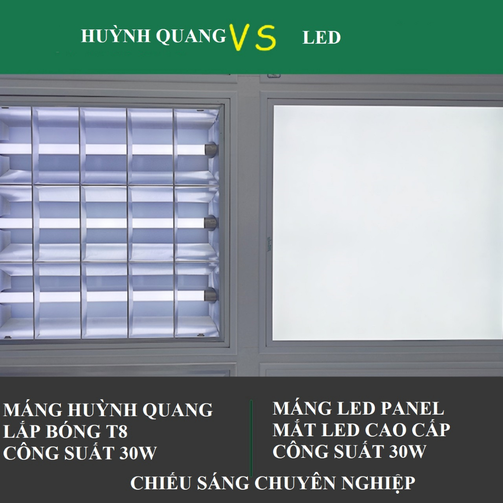 Đèn panel vuông ốp trần văn phòng 600x600 48w Supervilighting PANEL600600 cho trần thạch cao văn phòng quán BH 24 tháng