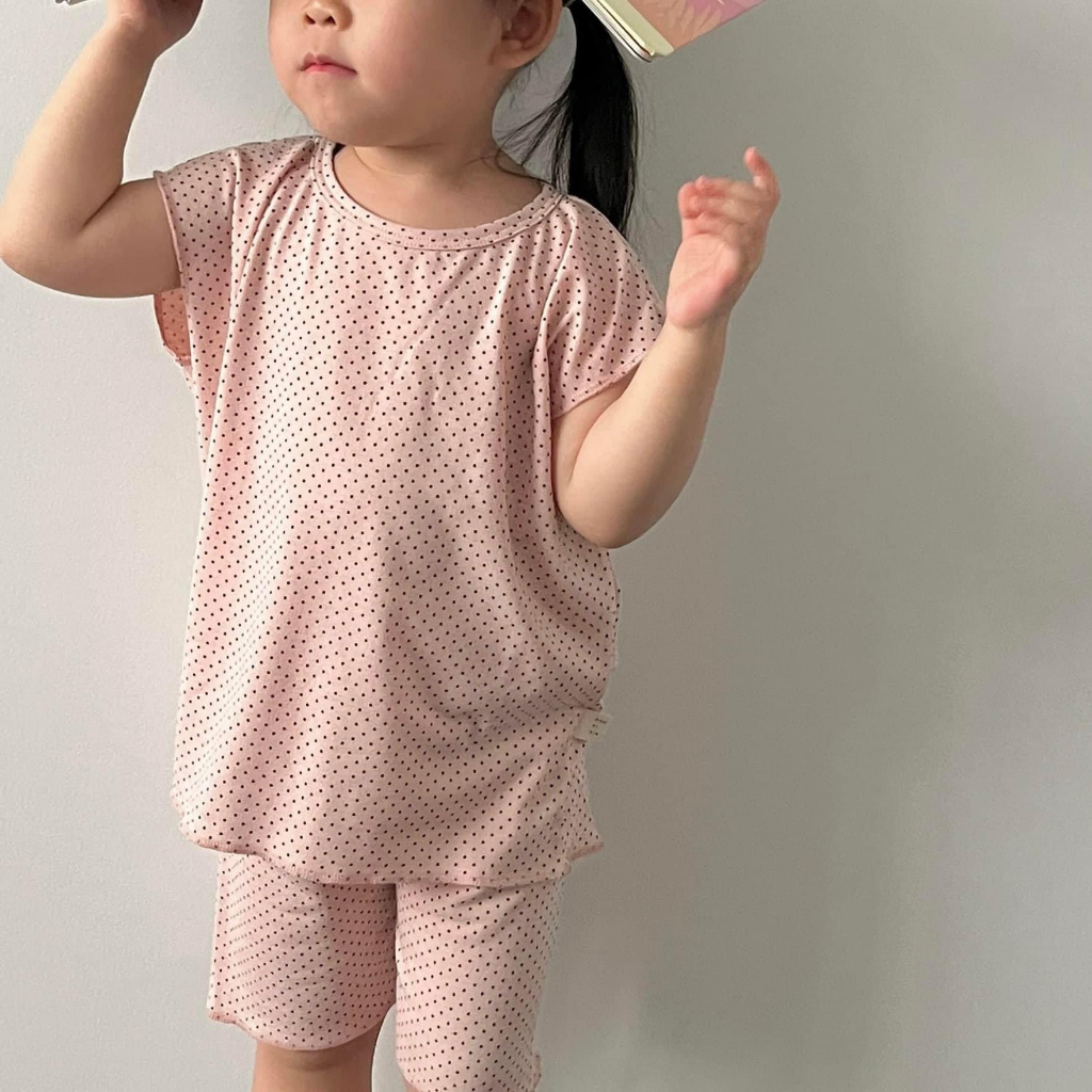 Bộ đồ cotton thoáng mát Hàn cho bé ~ Ann.tisiu ~ Lucy ~ Pink