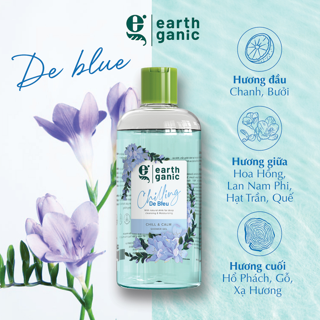 Sữa Tắm Thiên Nhiên Earthganic Cấp Ẩm Làm Sạch Sâu Với AHA Từ Trái Cây 500ml