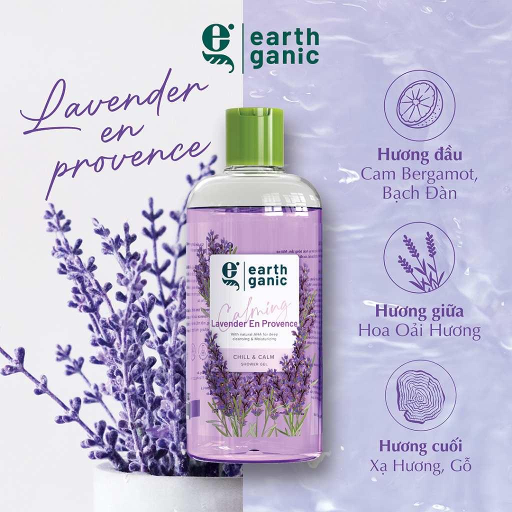 Sữa Tắm Thiên Nhiên Earthganic Cấp Ẩm Làm Sạch Sâu Với AHA Từ Trái Cây 500ml