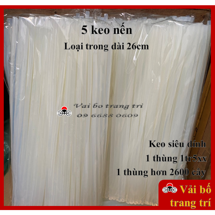 Keo nến, loại trong, đường kính 7mm,50 cây dài 26cm, keo silicon làm handmade, dán đồ, decor, trang trí