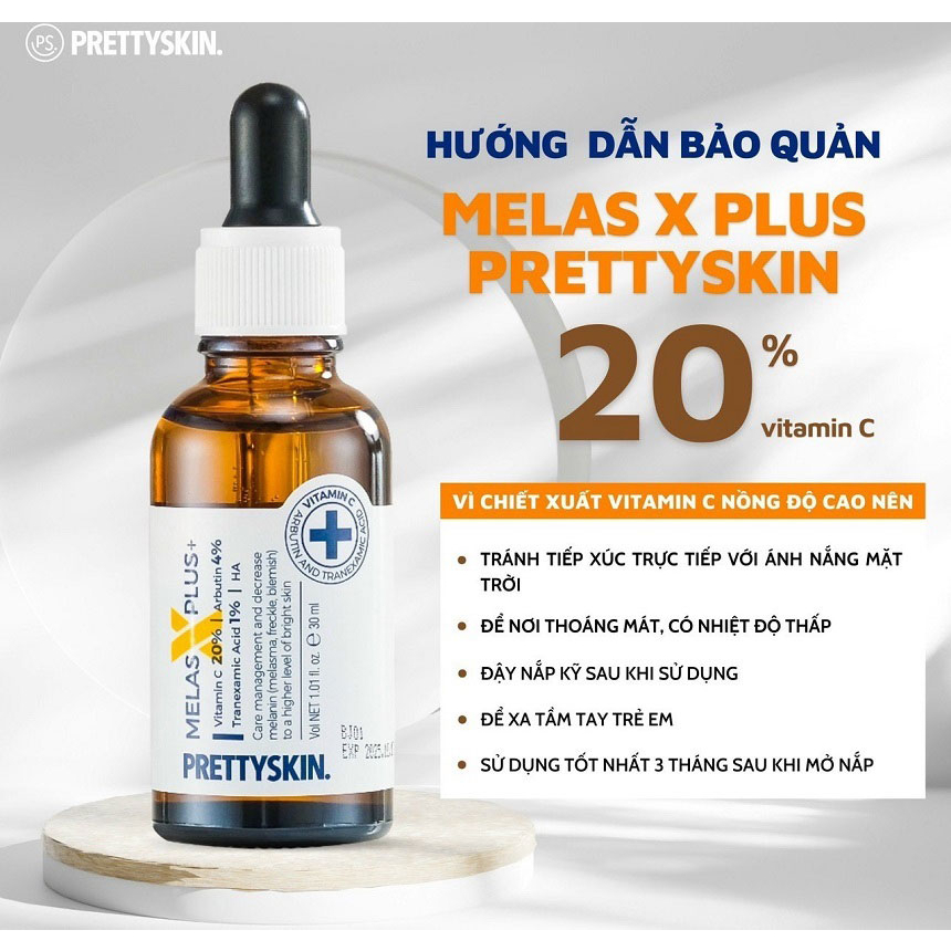 Tinh Chất Serum Melas X Plus PRETTY SKIN, Dưỡng Trắng, Mờ Thâm Nám - 30ml