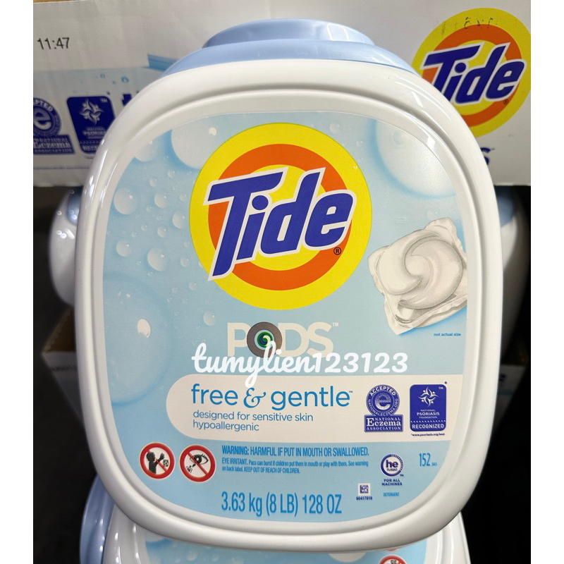 Viên Nước Giặt cho da nhạy cảm Tide PODS Free & Gentle (Mỹ) 152 viên