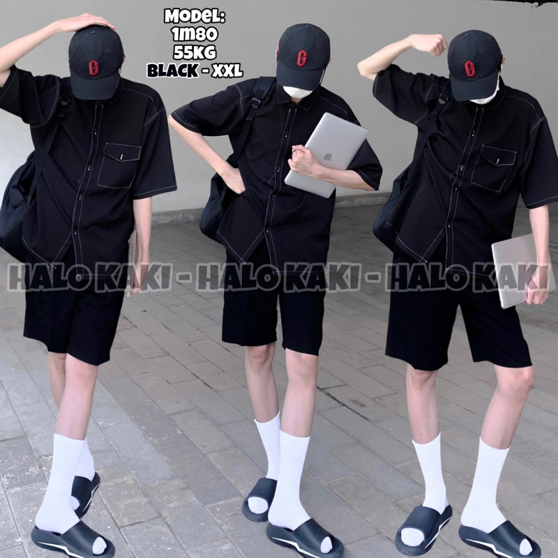 SƠ MI TAY LỠ VIỀN CHỈ NỔI COTTON CAO CẤP DÀY DẶN UNISEX HALO -