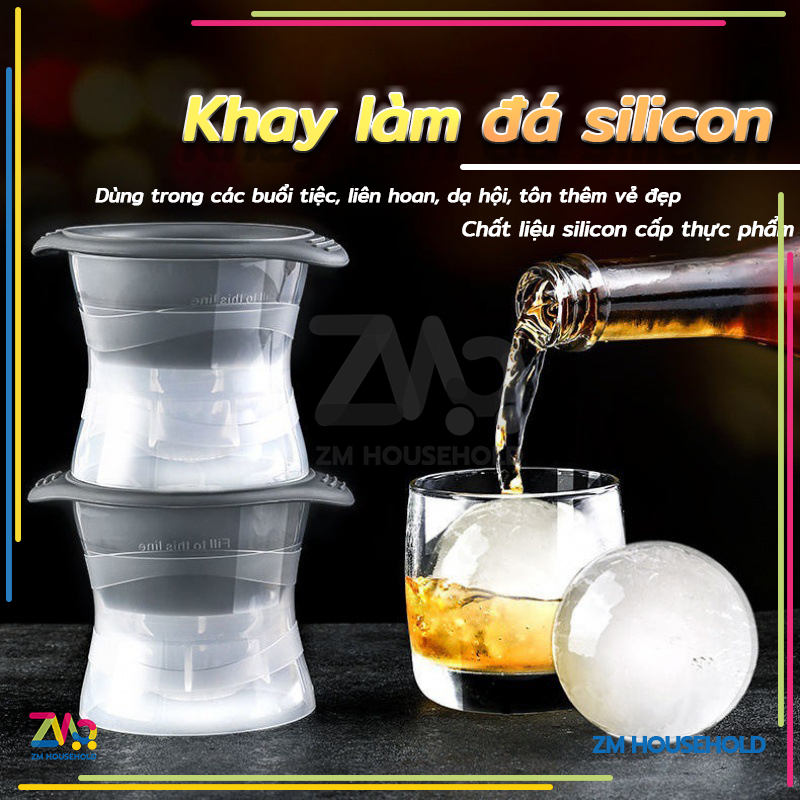 Khuôn Làm Đá Hình Cầu,Khuôn Làm Đá Viên Silicone,Khuôn Silicon làm đá viên,Hình Viên Bi Tròn 6cm