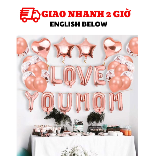 Bộ bong bóng trang trí ngày của mẹ Mothers Day màu hồng Rosegold mfd10