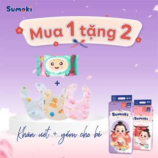 MKB Gift - Yếm ăn dặm trẻ em và bịch khăn ướt - Tã Bỉm Sumoki Nhật Bản