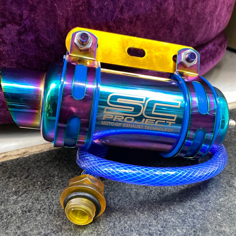 Bình thông hơi inox màu titan SC gắn xe máy
